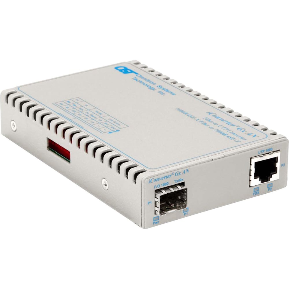 Omnitron iConverter 1000Mbps Gigabit Ethernet Fiber Media Converter RJ45 SFP - 1 x 1000BASE-T; 1 x 1000BASE-X (SFP); Standalone; US AC Powered; Lifetime Warranty MPN:8519N-0-A