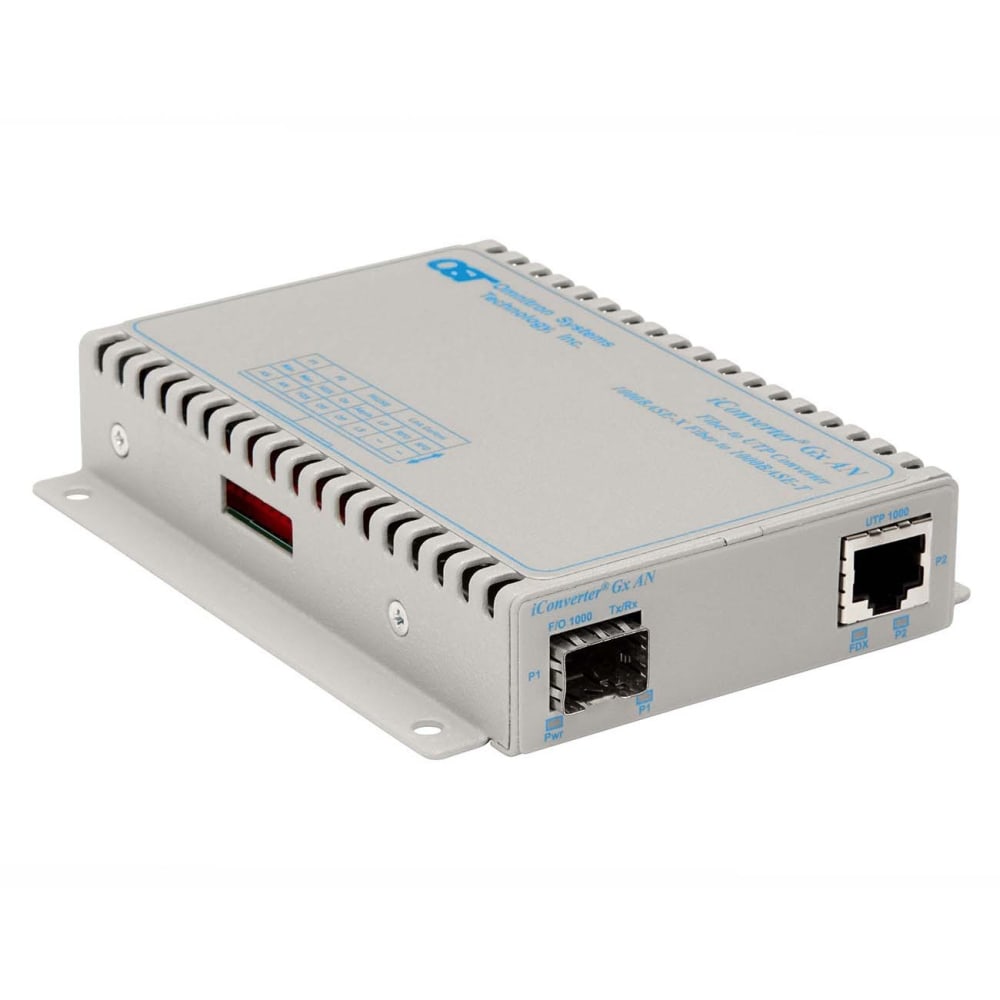 Omnitron iConverter 1000Mbps Gigabit Ethernet Fiber Media Converter RJ45 SFP - 1 x 1000BASE-T; 1 x 1000BASE-X (SFP); Wall-Mount Standalone; US AC Powered; Lifetime Warranty MPN:8519N-0-D