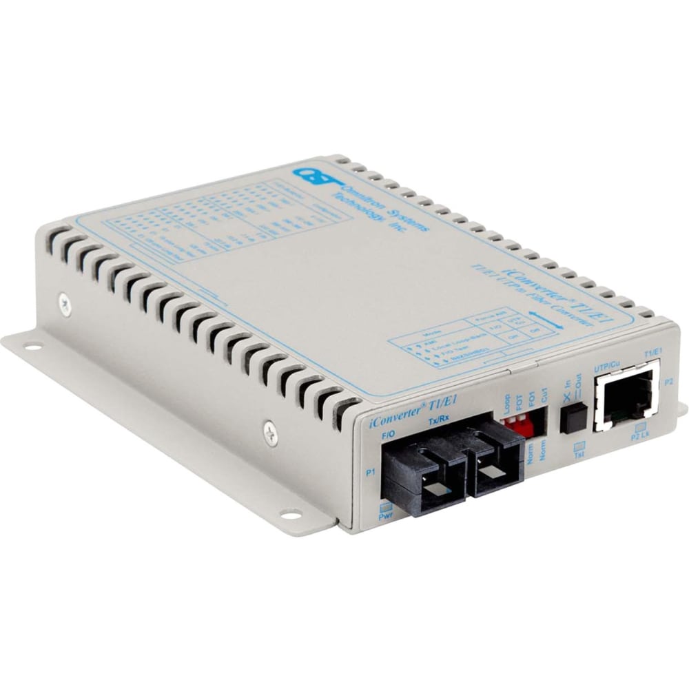 Omnitron iConverter T1/E1 Fiber Media Converter RJ48 SC Multimode 5km - 1 x T1/E1; 1 x SC Mutlimode; Wall-Mount Standalone; Univ. AC Powered; Lifetime Warranty MPN:8702-0-E