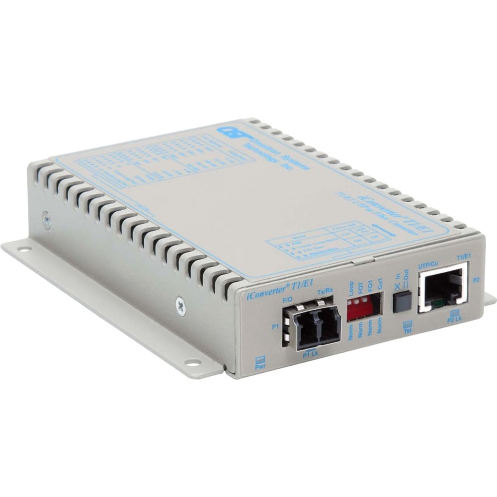 Omnitron iConverter T1/E1 Fiber Media Converter RJ48 LC Multimode 5km - 1 x T1/E1; 1 x LC Multimode; Wall-Mount Standalone; Univ. AC Powered; Lifetime Warranty MPN:8706-0-E