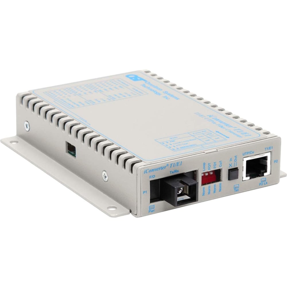 Omnitron iConverter T1/E1 Single-Fiber Media Converter RJ48 SC Single-mode 20km BiDi Wide Temp - 1 x T1/E1; 1 x SC Single-mode Single-Fiber (1310/1550); Wall-Mount Standalone; US AC Powered; Lifetime Warranty MPN:8710-1-DW