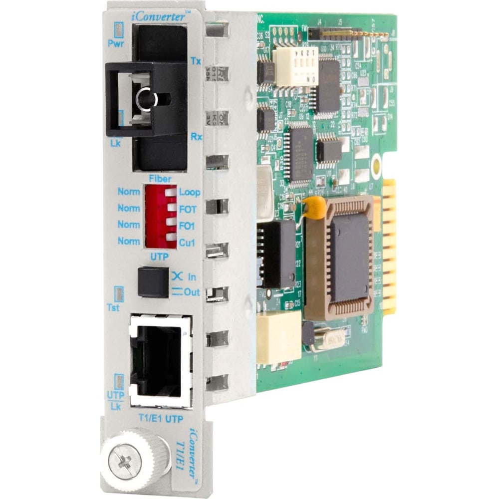 Omnitron iConverter T1/E1 Single-Fiber Media Converter RJ48 SC Single-mode 40km BiDi Module Wide Temp - 1 x T1/E1; 1 x SC Single-mode Single-Fiber (1310/1550); Internal Module; Lifetime Warranty MPN:8710-2-W