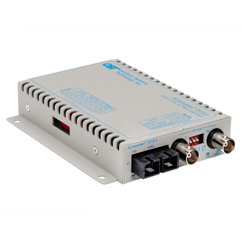 Omnitron iConverter T3/E3 Fiber Media Converter Coaxial SC Single-Mode 30km Wide Temp - 1 x T3/E3/DS-3; 1 x SC Single-mode; Wall-Mount Standalone; US AC Powered; Lifetime Warranty MPN:8743-1-DW