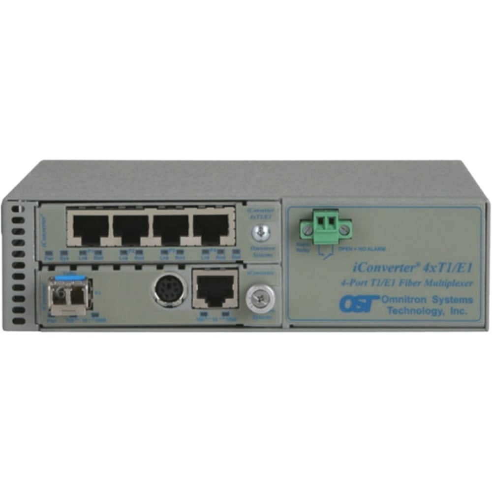 Omnitron Systems iConverter 4xT1/E1 MUX/M Managed T1/E1 Multiplexer - 4 Data Channels - Twisted Pair, Optical Fiber - Gigabit Ethernet - 1 Gbit/s - 1 x RJ-45 MPN:8823N-1-C