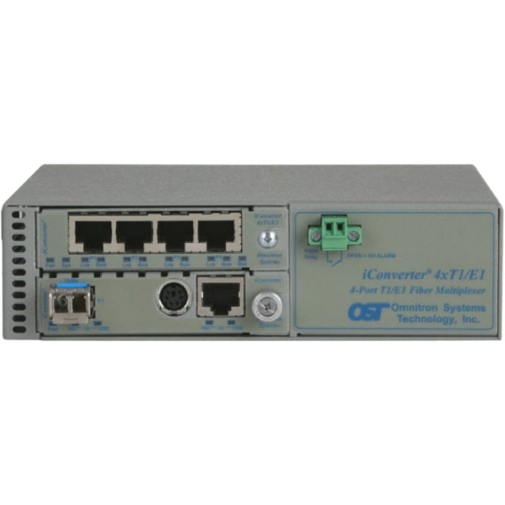 Omnitron Systems iConverter 4xT1/E1 MUX/M Managed T1/E1 Multiplexer - 4 Data Channels - Twisted Pair, Optical Fiber - Gigabit Ethernet - 1 Gbit/s - 1 x RJ-45 MPN:8823N-3-B