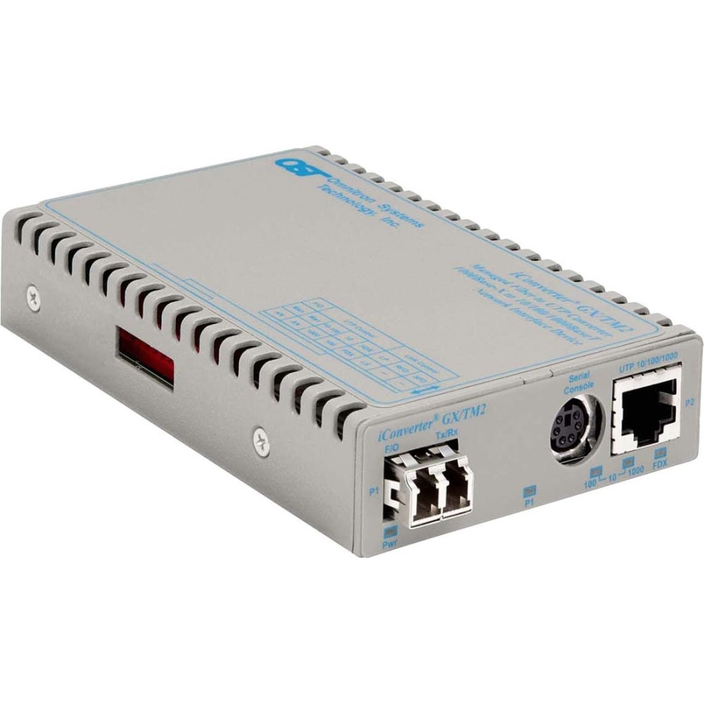 Omnitron Systems iConverter GX/TM2 8926N-0-BW Media Converter - 1 x Network (RJ-45) - 1 x LC Ports - DuplexLC Port - 10/100/1000Base-T, 100Base-BX - 1804.46 ft - Wall Mountable, Rail-mountable, Internal MPN:8926N-0-BW