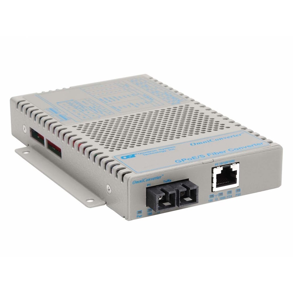 Omnitron OmniConverter 10/100/1000 PoE Gigabit Ethernet Fiber Media Converter Switch RJ45 SC Multimode 550m - 1 x 10/100/1000BASE-T; 1 x 1000BASE-SX; Univ. AC Powered; Lifetime Warranty MPN:9402-0-12