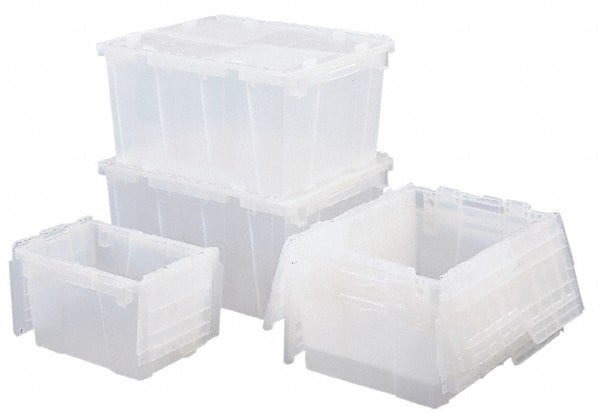 Polypropylene Attached-Lid Storage Tote: 70 lb Capacity MPN:FP261 CLEAR