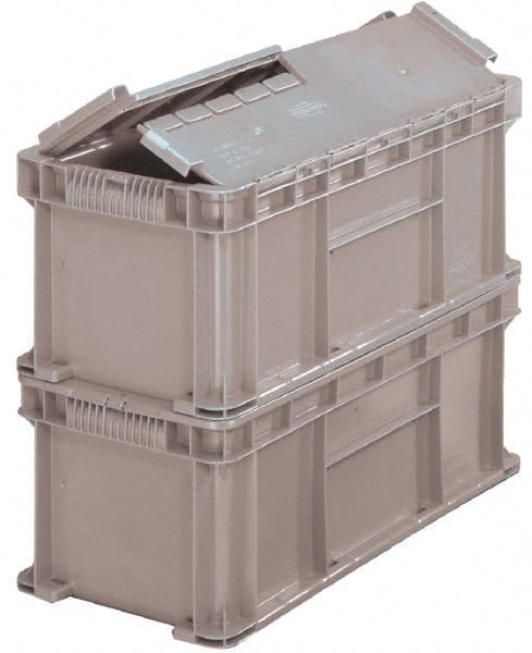 Polyethylene Attached-Lid Storage Tote: 40 lb Capacity MPN:NSOA2415-7 GRY