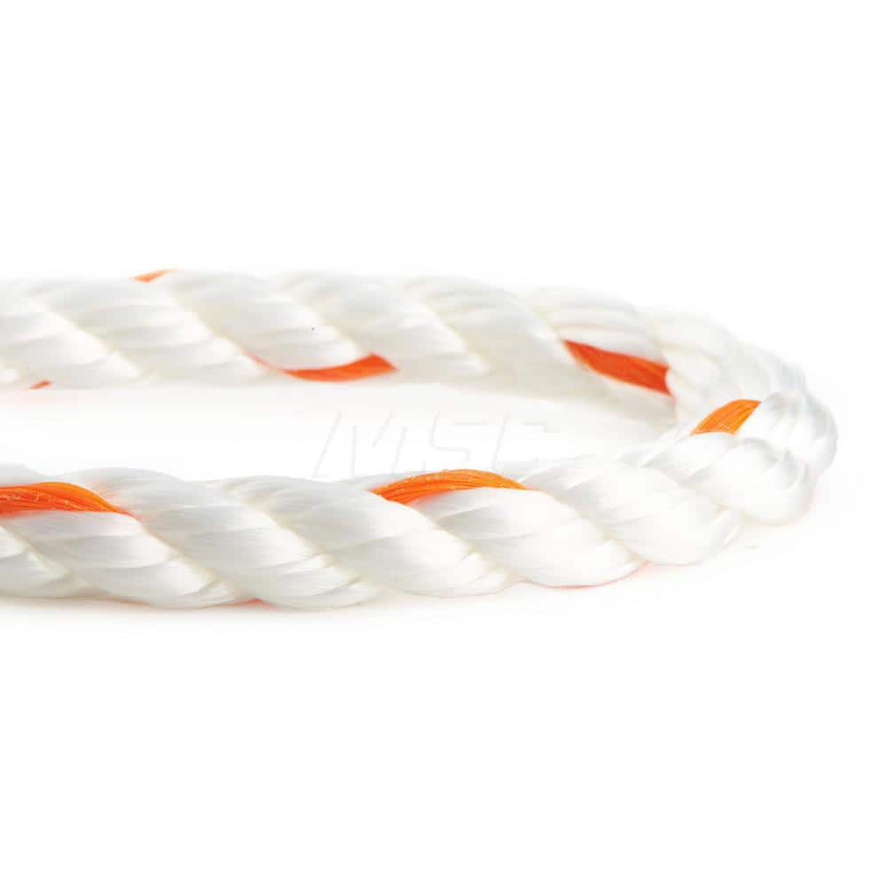 Rope, Rope Construction: 3 Strand Twisted , Material: Polypropylene , Work Load Limit: 60lb , Color: White with Orange Tracer  MPN:570160-W1O-0060