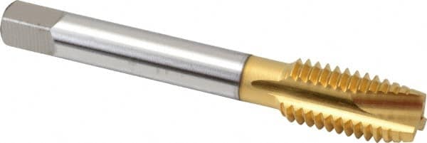 Spiral Point Tap: 1/2-13 UNC, 3 Flutes, Plug, 2B Class of Fit, High Speed Steel, TiN Coated MPN:1242405