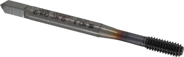 Thread Forming Tap: #8-32 UNC, Bottoming, Powdered Metal High Speed Steel, TiCN Coated MPN:1405004108