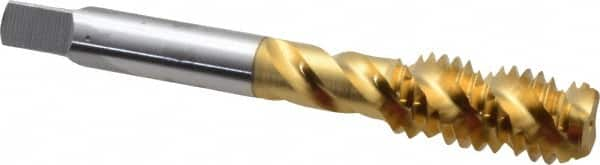 Spiral Flute Tap: 7/16-14 UNC, 3 Flutes, Bottoming, 3B Class of Fit, High Speed Steel, TIN Coated MPN:1431305