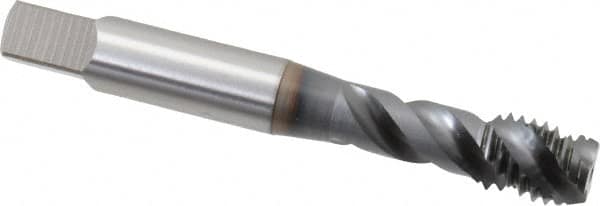 Spiral Flute Tap: M10x1.50 Metric Coarse, 3 Flutes, Modified Bottoming, 6H Class of Fit, Vanadium High Speed Steel, TICN Coated MPN:1756608