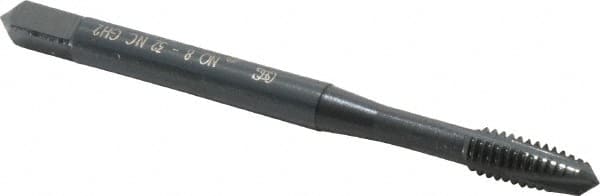 Spiral Point Tap: #8-32 UNC, 3 Flutes, Plug, 3B Class of Fit, Powdered Metal, Oxide Coated MPN:1759801