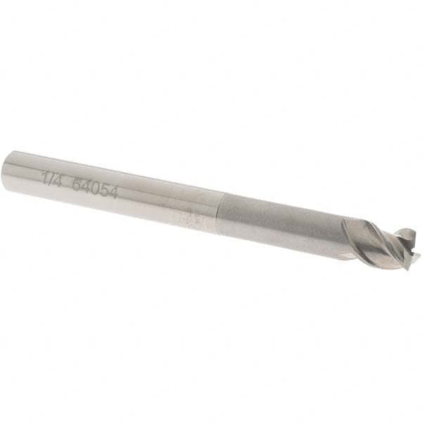 Square End Mill: 1/4'' Dia, 1/4'' LOC, 1/4'' Shank Dia, 2-1/2'' OAL, 3 Flutes, Solid Carbide MPN:20430100