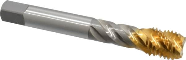 Spiral Flute Tap: 3/4-10 UNC, 4 Flutes, Modified Bottoming, 2B Class of Fit, Vanadium High Speed Steel, TIN Coated MPN:2333605