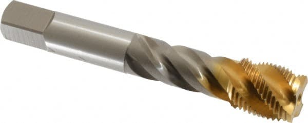 Spiral Flute Tap: 3/4-16 UNF, 4 Flutes, Modified Bottoming, 2B Class of Fit, Vanadium High Speed Steel, TIN Coated MPN:2333805