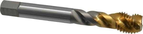 Spiral Flute Tap: M16x2.00 Metric Coarse, 3 Flutes, Modified Bottoming, 6H Class of Fit, Vanadium High Speed Steel, TIN Coated MPN:2392905