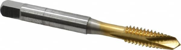 Spiral Point Tap: 1/4-20 UNC, 2 Flutes, Plug, 3B Class of Fit, High Speed Steel, TiN Coated MPN:2880605