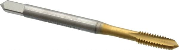 Spiral Point Tap: #8-32 UNC, 2 Flutes, Plug, 2B Class of Fit, High Speed Steel, TiN Coated MPN:2885305