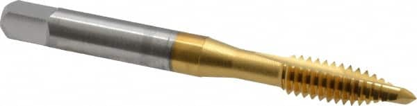 Spiral Point Tap: 1/4-20 UNC, 2 Flutes, Plug, 2B Class of Fit, High Speed Steel, TiN Coated MPN:2885605