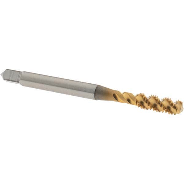 Spiral Flute Tap: #10-32 UNF, 3 Flutes, Bottoming, 2B Class of Fit, High Speed Steel, TIN Coated MPN:2985505