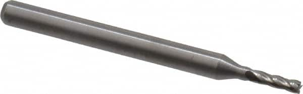 Square End Mill: 1/16'' Dia, 3/16'' LOC, 1/8'' Shank Dia, 1-1/2'' OAL, 4 Flutes, Solid Carbide MPN:404-0625