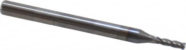 Square End Mill: 1/16'' Dia, 3/16'' LOC, 1/8'' Shank Dia, 1-1/2'' OAL, 4 Flutes, Solid Carbide MPN:404-062508