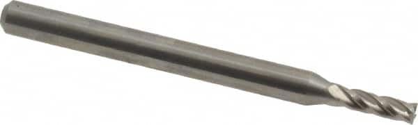 Square End Mill: 5/64'' Dia, 1/4'' LOC, 1/8'' Shank Dia, 1-1/2'' OAL, 4 Flutes, Solid Carbide MPN:404-0781