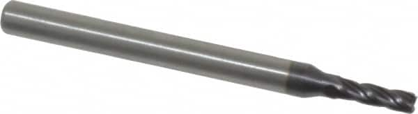 Square End Mill: 5/64'' Dia, 1/4'' LOC, 1/8'' Shank Dia, 1-1/2'' OAL, 4 Flutes, Solid Carbide MPN:404-078111