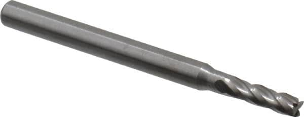 Square End Mill: 3/32'' Dia, 5/16'' LOC, 1/8'' Shank Dia, 1-1/2'' OAL, 4 Flutes, Solid Carbide MPN:404-0938