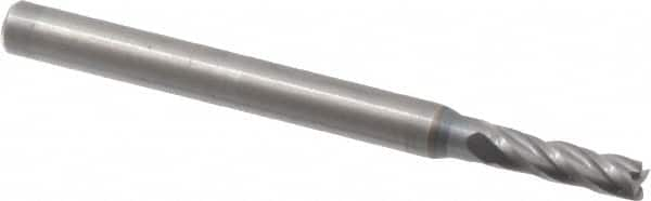 Square End Mill: 3/32'' Dia, 5/16'' LOC, 1/8'' Shank Dia, 1-1/2'' OAL, 4 Flutes, Solid Carbide MPN:404-093808