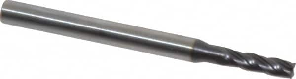 Square End Mill: 3/32'' Dia, 5/16'' LOC, 1/8'' Shank Dia, 1-1/2'' OAL, 4 Flutes, Solid Carbide MPN:404-093811