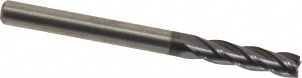 Square End Mill: 1/8'' Dia, 1/2'' LOC, 1/8'' Shank Dia, 1-1/2'' OAL, 4 Flutes, Solid Carbide MPN:404-125011