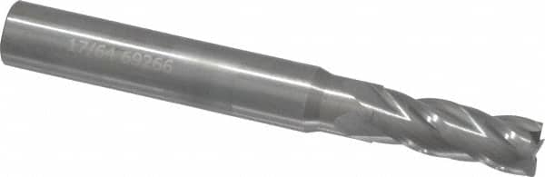 Square End Mill: 17/64'' Dia, 3/4'' LOC, 5/16'' Shank Dia, 2-1/2'' OAL, 4 Flutes, Solid Carbide MPN:404-2656