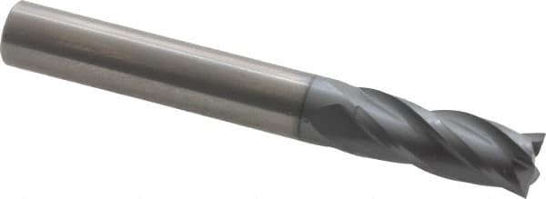 Square End Mill: 5/16'' Dia, 13/16'' LOC, 5/16'' Shank Dia, 2-1/2'' OAL, 4 Flutes, Solid Carbide MPN:404-312508