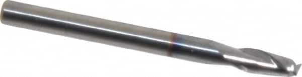 Square End Mill: 1/8'' Dia, 1/4'' LOC, 1/8'' Shank Dia, 1-1/2'' OAL, 2 Flutes, Solid Carbide MPN:412-125008