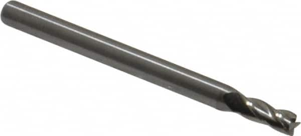 Square End Mill: 7/64'' Dia, 7/32'' LOC, 1/8'' Shank Dia, 1-1/2'' OAL, 4 Flutes, Solid Carbide MPN:414-1094