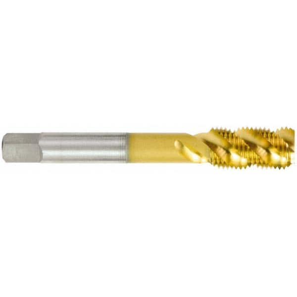 Spiral Flute Tap: 7/16-14 UNC, 3 Flutes, Bottoming, High Speed Steel, TIN Coated MPN:5006205