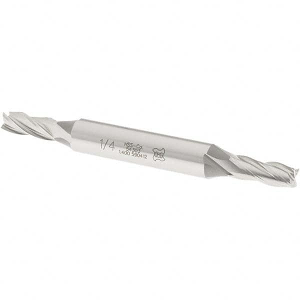 Square End Mill: 1/4'' Dia, 5/8'' LOC, 3/8'' Shank Dia, 3-3/8'' OAL, 4 Flutes, Cobalt MPN:5430300