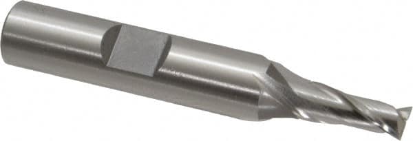 Square End Mill: 7/32'' Dia, 1/2'' LOC, 3/8'' Shank Dia, 2-5/16'' OAL, 2 Flutes, Vanadium High Speed Steel MPN:5730400