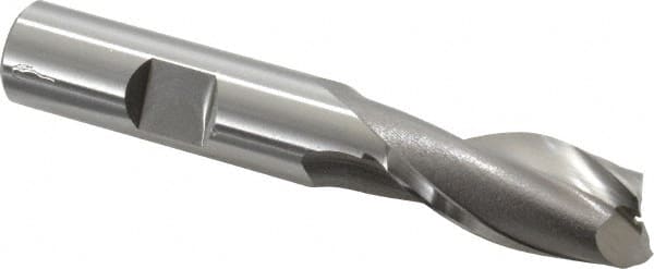 Square End Mill: 17/32'' Dia, 1-1/8'' LOC, 1/2'' Shank Dia, 3-1/8'' OAL, 2 Flutes, Vanadium High Speed Steel MPN:5731500