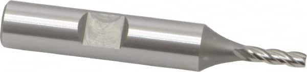 Square End Mill: 1/8'' Dia, 3/8'' LOC, 3/8'' Shank Dia, 2-5/16'' OAL, 4 Flutes, Vanadium High Speed Steel MPN:5740100