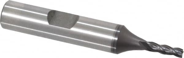 Square End Mill: 1/8'' Dia, 3/8'' LOC, 3/8'' Shank Dia, 2-5/16'' OAL, 4 Flutes, Vanadium High Speed Steel MPN:5740108