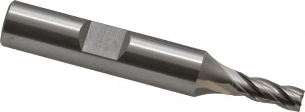 Square End Mill: 3/16'' Dia, 7/16'' LOC, 3/8'' Shank Dia, 2-3/8'' OAL, 4 Flutes, Vanadium High Speed Steel MPN:5740300