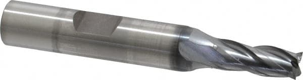 Square End Mill: 1/4'' Dia, 5/8'' LOC, 3/8'' Shank Dia, 2-7/16'' OAL, 4 Flutes, Vanadium High Speed Steel MPN:5740508