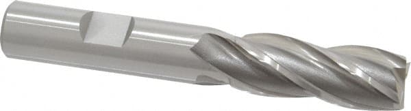 Square End Mill: 17/32'' Dia, 1-3/8'' LOC, 1/2'' Shank Dia, 3-3/8'' OAL, 4 Flutes, Vanadium High Speed Steel MPN:5741500