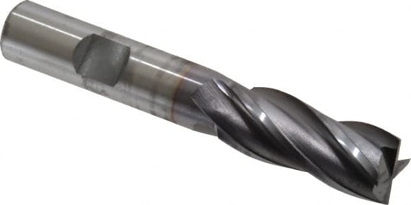 Square End Mill: 9/16'' Dia, 1-3/8'' LOC, 1/2'' Shank Dia, 3-3/8'' OAL, 4 Flutes, Vanadium High Speed Steel MPN:5741608