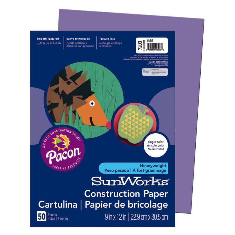 Prang Construction Paper, 9in x 12in, Violet, Pack Of 50 (Min Order Qty 15) MPN:7203